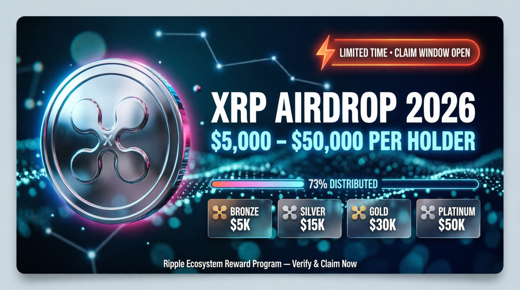 XRP Airdrop 2026 — $5,000 to $50,000 per holder